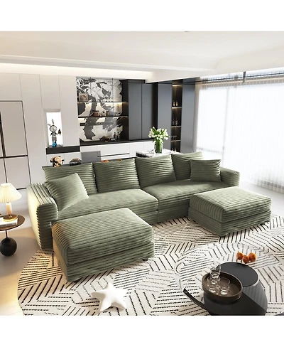 Streamdale Furniture Streamdale 102" Plush Corduroy 4-Seat Sofa