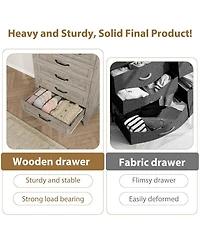 gaomon 5 Dresser for Bedroom, 41.3 in Tall Vertical Drawer Dresser with Large Storage, Freestanding Wooden Closet Chest for Bedroom, Living Room