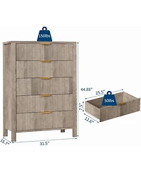 gaomon Oak Dressers for Bedroom with 5 Drawers Tall Wooden Dressers