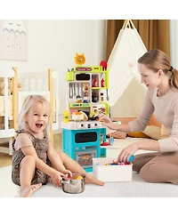Slickblue Pretend Play Kitchen Set for Kids with Lights and Sound Effects