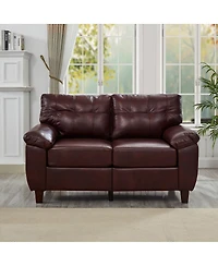 Streamdale Furniture 59" Modern Faux Leather Loveseat Sofa with Storage, Big Armrest