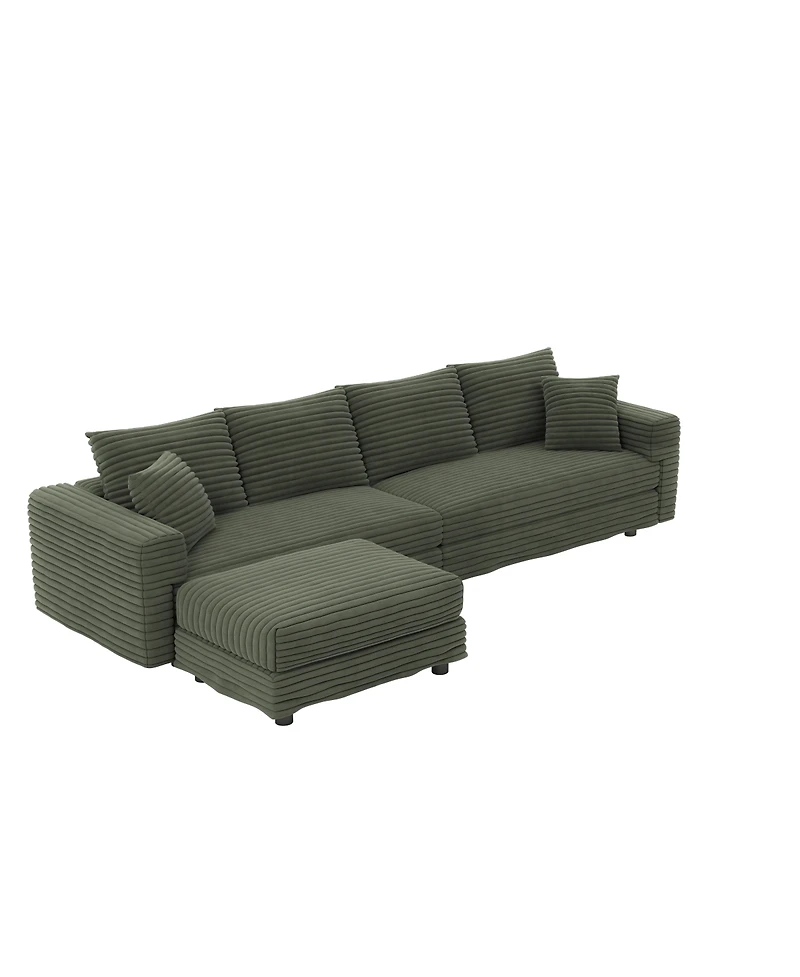 Streamdale Furniture Streamdale 102" Plush Corduroy 4-Seat Sofa, Modern Comfy Upholstered Cloud Couch