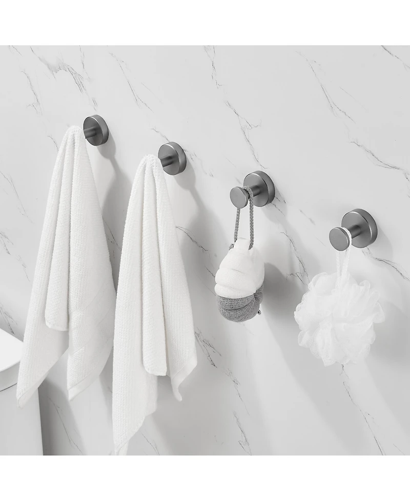 Rainsken Round Base Wall Hanging Coat Hook, 4 Pack Stainless Steel Heavy Duty Towel Hook for Entry, Bathroom and Bedroom