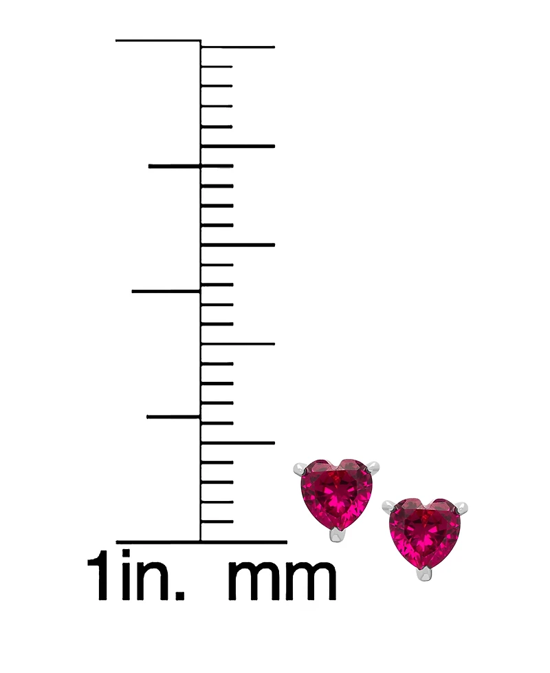 Macy's 2-Pc. Lab Grown Ruby and Lab Grown White Sapphire (2.71 ct. t.w.) Mom Heart Pendant Necklace and Stud Earrings Set in Sterling Silver