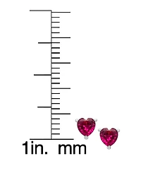 Macy's 2-Pc. Lab Grown Ruby and Lab Grown White Sapphire (2.71 ct. t.w.) Mom Heart Pendant Necklace and Stud Earrings Set in Sterling Silver