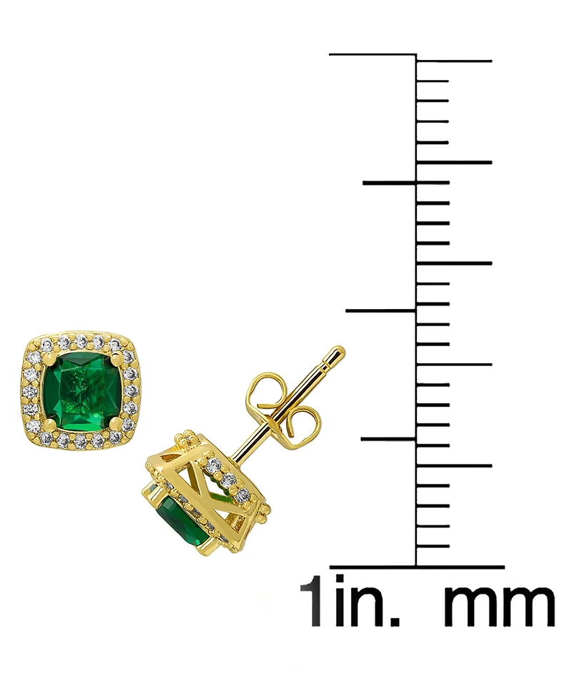 Macy's 2-Pc. Lab Grown Emerald (1.48 ct. t.w.) and Lab Grown White Sapphire (0.5 ct. t.w.) Pendant Necklace and Stud Earrings Set in Sterling Silver