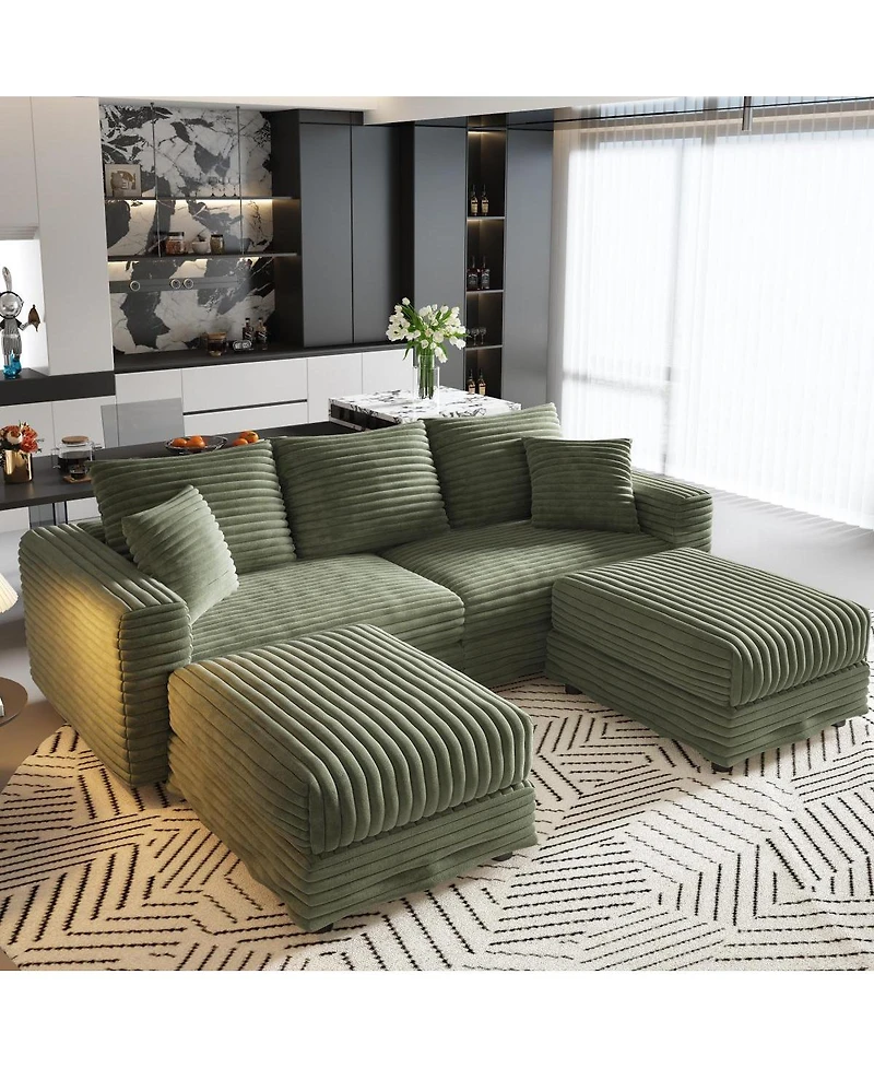 Streamdale Furniture 82.7" Plush Corduroy 3-Seat Sofa