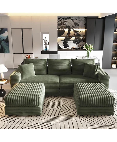 Streamdale Furniture 82.7" Plush Corduroy 3-Seat Sofa