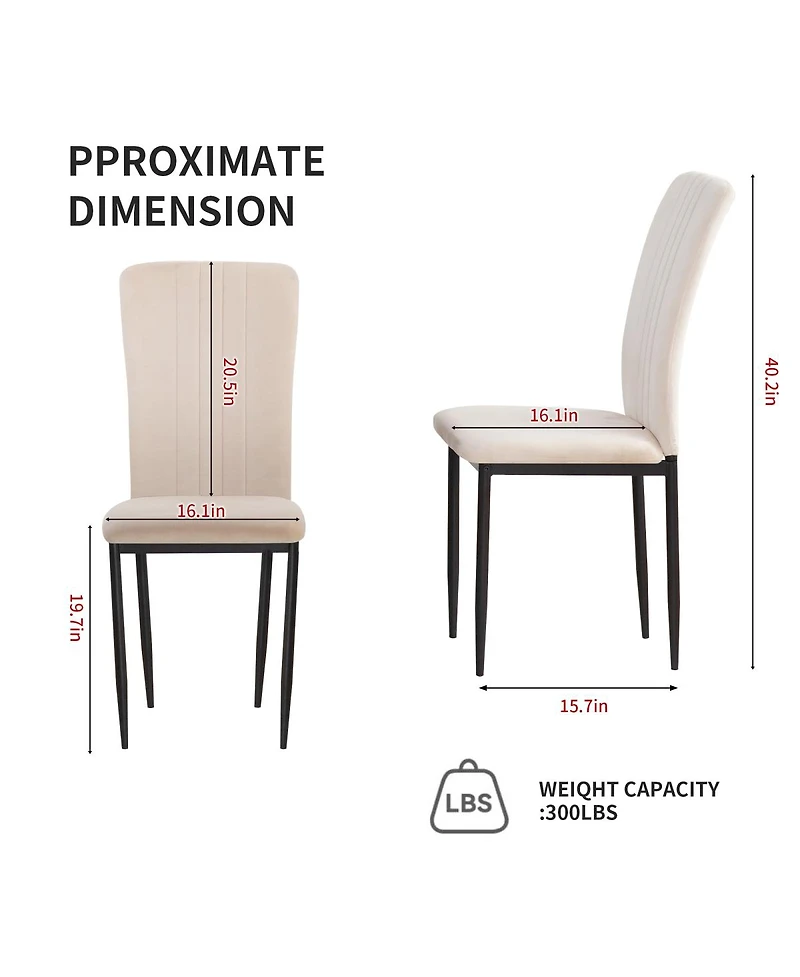 Streamdale Furniture Dining Chairs Set of 4 Modern Velvet Upholstered Chairs