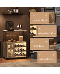 gaomon 3-Tier Wine Bar Cabinet with Led Detachable