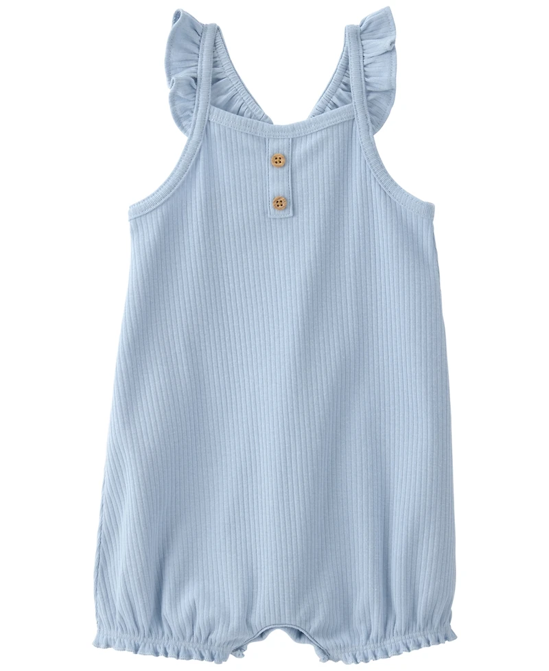 Carter's Baby Girls' Sleeveless Blue Ruffled Straps Romper