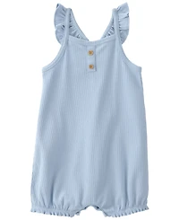 Carter's Baby Girls' Sleeveless Blue Ruffled Straps Romper