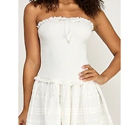 Alex & Sophia Women's Strapless Smocked Dress