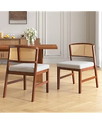 Streamdale Furniture Rattan Dining Chairs (Set of 2) - Upholstered, Curved Back, Hardwood Frame