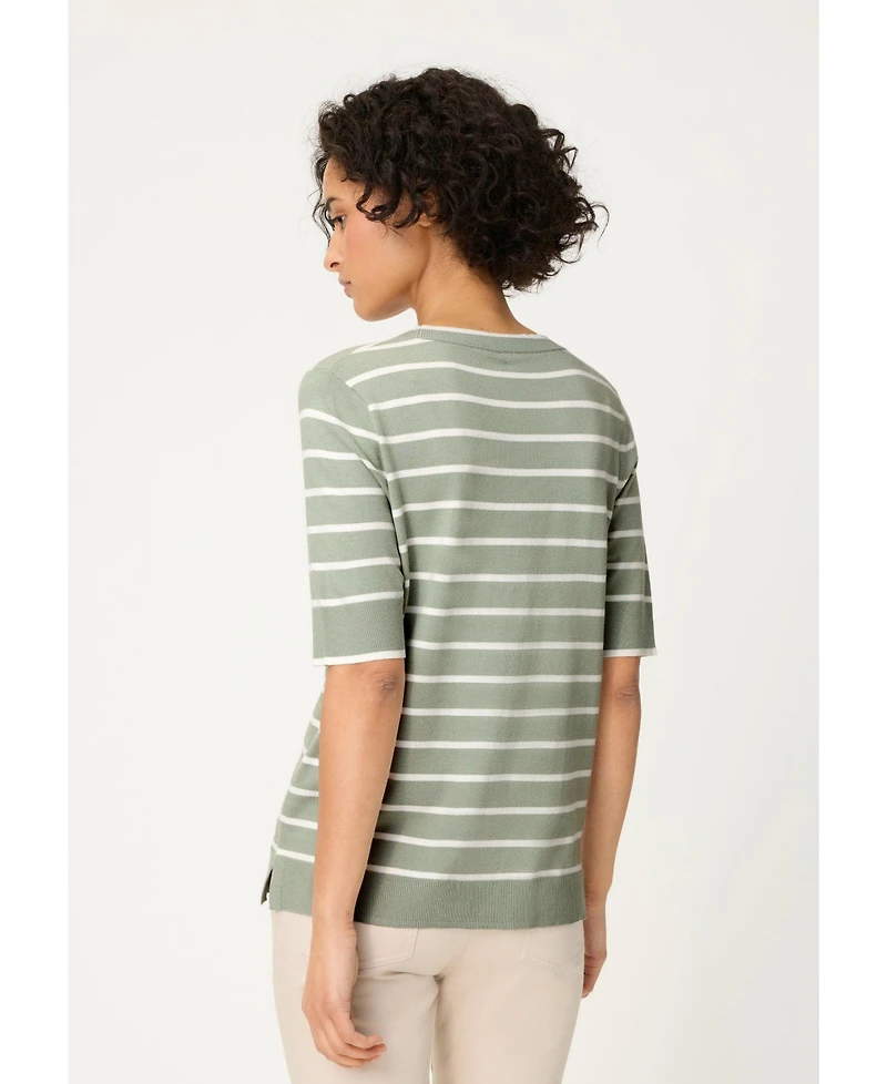 Olsen Women's Striped Short Sleeve Sweater
