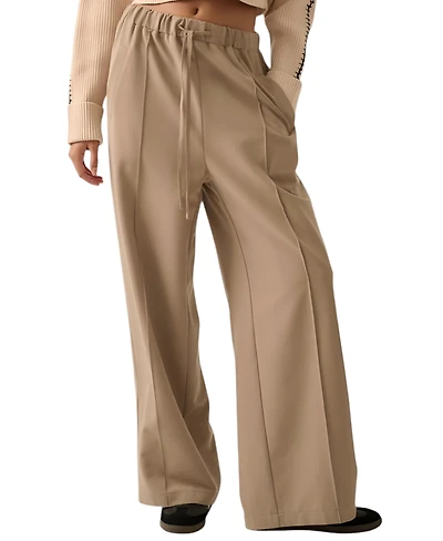Modenaire Women's High-Rise Wide-Leg Drawstring Pants