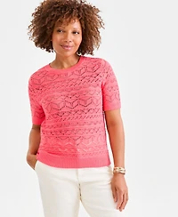Style & Co Petite Short-Sleeve Crewneck Sweater, Macy's Exclusive