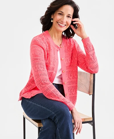 Style & Co Women's Cotton Pointelle Cardigan Sweater, Macy's Exclusive