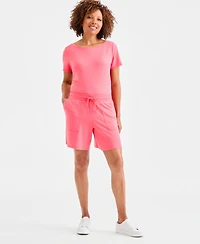 Style & Co Petite LuxLounge French Terry Knit Pull-On Shorts, Macy's Exclusive