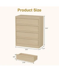 gaomon 4-Drawer Dresser for Bedroom, Natural Oak Wooden Nightstand Chest with Large Storage, Beige