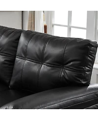 Streamdale Furniture 59" Modern Faux Leather Loveseat Sofa with Storage and Big Armrests