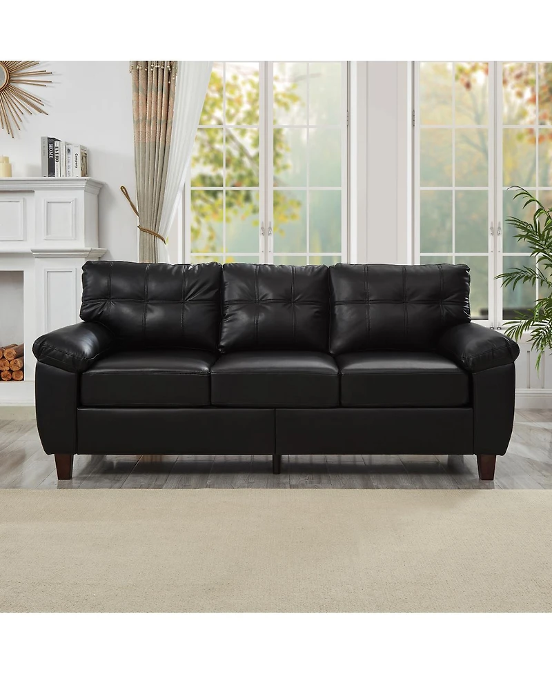 Streamdale Furniture 79" Three Seater Modern Faux Leather Sofa with Storage