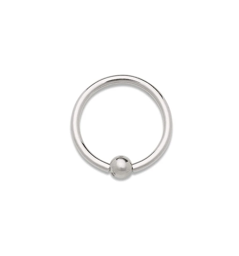 Curata Jewelry Solid 14k and 16G Small 2mm Captive Bead Hoop Internally Threaded Ring