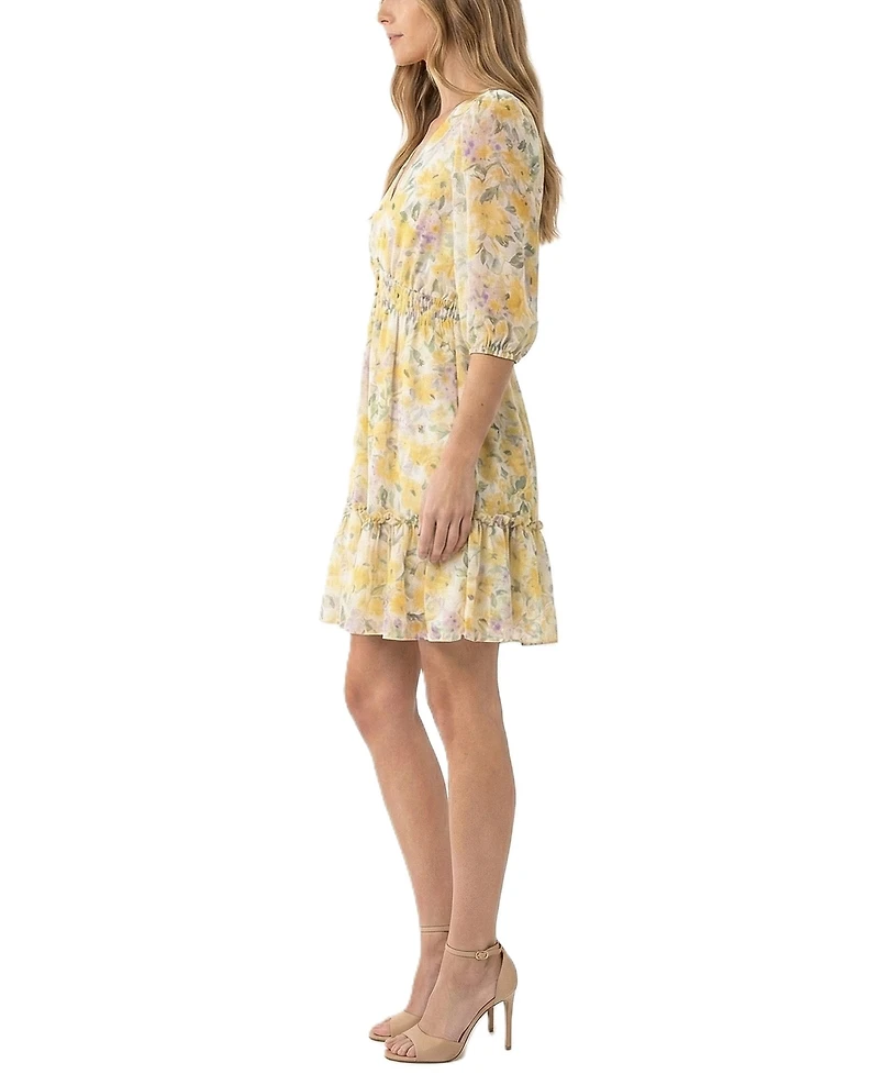 Taylor Women's Floral V-Neck A-Line Dress