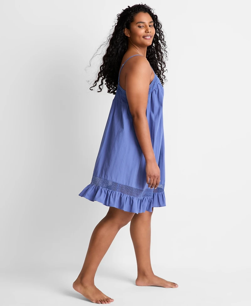 State of Day Women's Lace-Trim V-Neck Cotton Chemise Nightgown, Macy's Exclusive