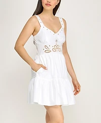 Row A Juniors' Sleeveless Fit and Flare Dress