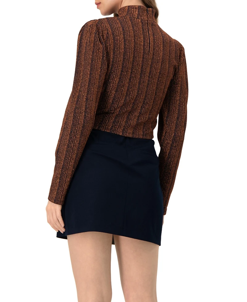 Ivonne Women's High Neck Long Sleeve Top