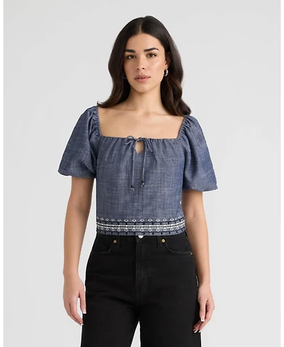 Nvlt Women's Embroidered Balloon Sleeve Top