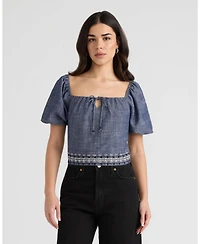 Nvlt Women's Embroidered Balloon Sleeve Top