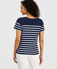 Style & Co Women's Pima Cotton Button-Shoulder Top, Exclusively at Macy's