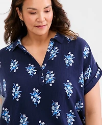 Style & Co Plus Collared Popover Top, Macy's Exclusive