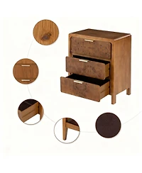 Yigii Rustic Nightstand, Farmhouse Style, No Assembly, Durable