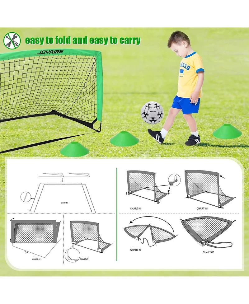 Joyaire Pro-Grade 4x3ft Pop-Up Soccer Goal for Kids – Durable 5-Layer Tear-Resistant Net & 10mm Poles, Portable Training Set with 4 Ball