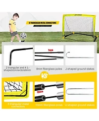 Joyaire Pro-Grade 4x3ft Pop-Up Soccer Goal for Kids – Durable 5-Layer Tear-Resistant Net & 10mm Poles, Portable Training Set with Size 4 Ball