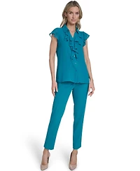 Calvin Klein Petite Short-Sleeve Ruffle Top