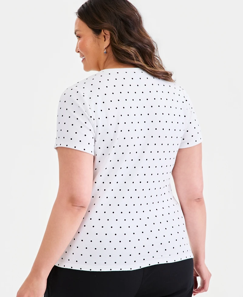 Style & Co Plus Printed Short-Sleeve Henley Top