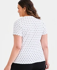 Style & Co Plus Printed Short-Sleeve Henley Top
