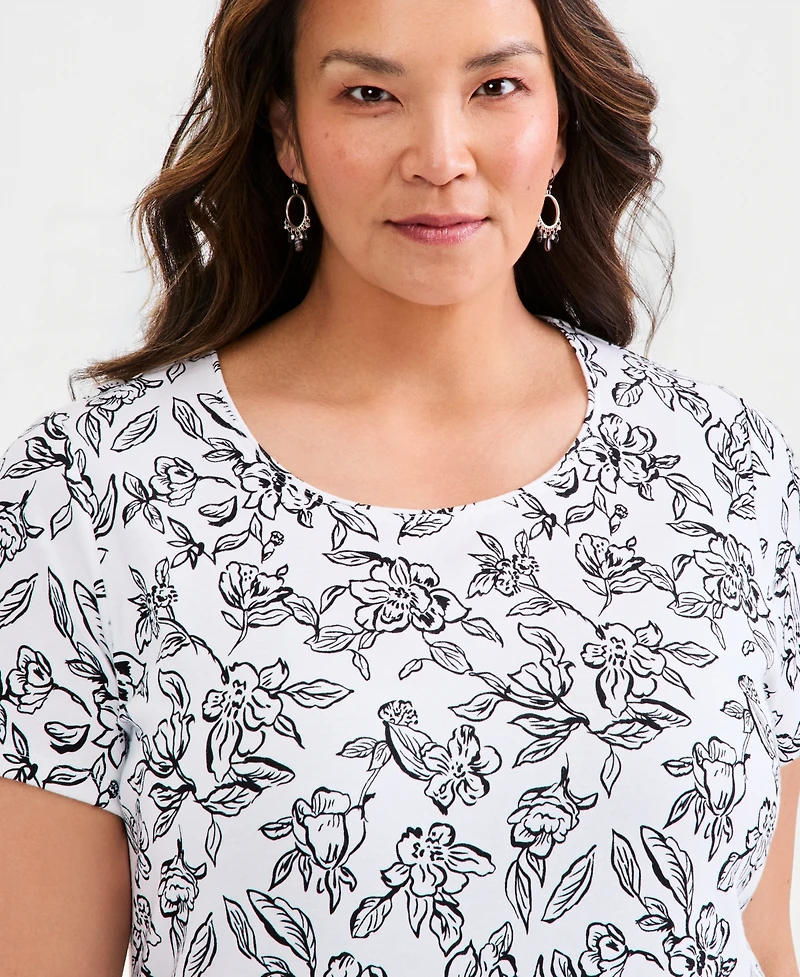 Style & Co Women's Plus Size Short-Sleeve Scoop-Neck Top, Exclusively at Macy's