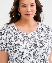 Style & Co Women's Plus Size Short-Sleeve Scoop-Neck Top, Exclusively at Macy's