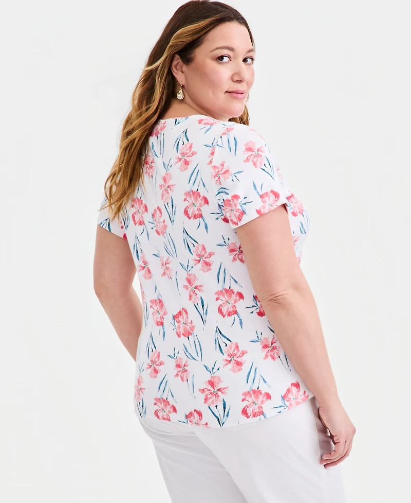 Style & Co Women's Plus Size Short-Sleeve Scoop-Neck Top, Exclusively at Macy's