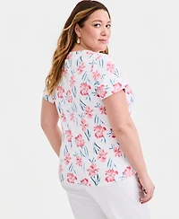 Style & Co Women's Plus Size Short-Sleeve Scoop-Neck Top, Exclusively at Macy's