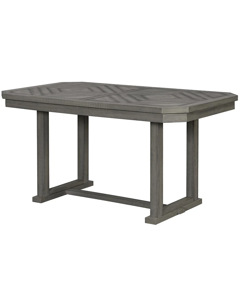 Streamdale 6-Piece Rubber Wood Dining Set with Wood Grain Tabletop & Soft Cushion (Grey)