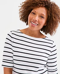 Style & Co Women's Printed Boat-Neck Elbow-Sleeve Top, Macy's Exclusive