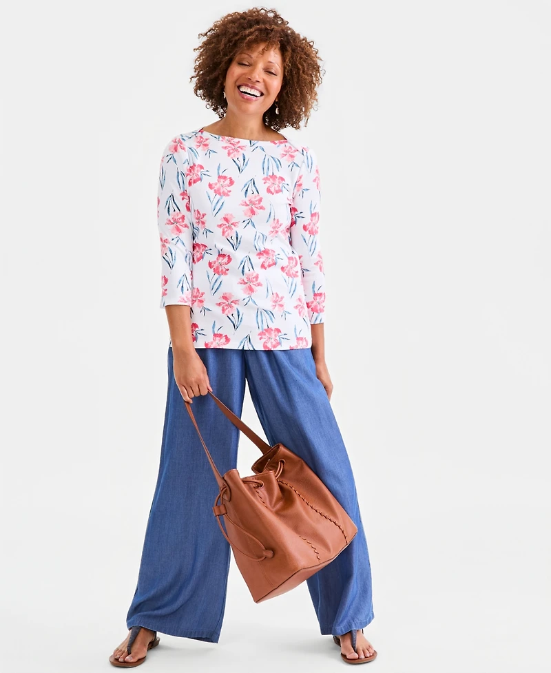 Style & Co Petite Boat Neck Pull-On Top, Macy's Exclusive