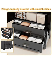 Streamdale 71" Black Metal Wardrobe Cabinet with 2 Drawers, Hanging Rod & Shelf