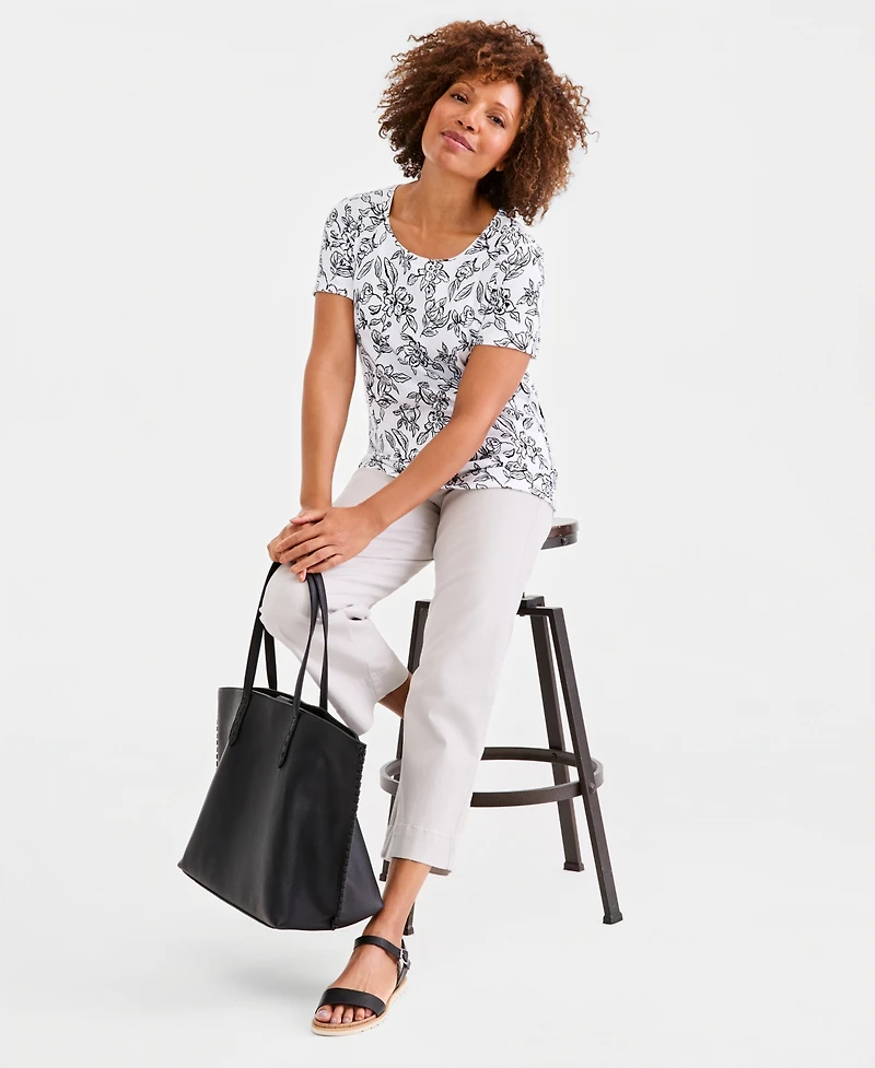 Style & Co Petite Printed Scoop Neck Top, Macy's Exclusive